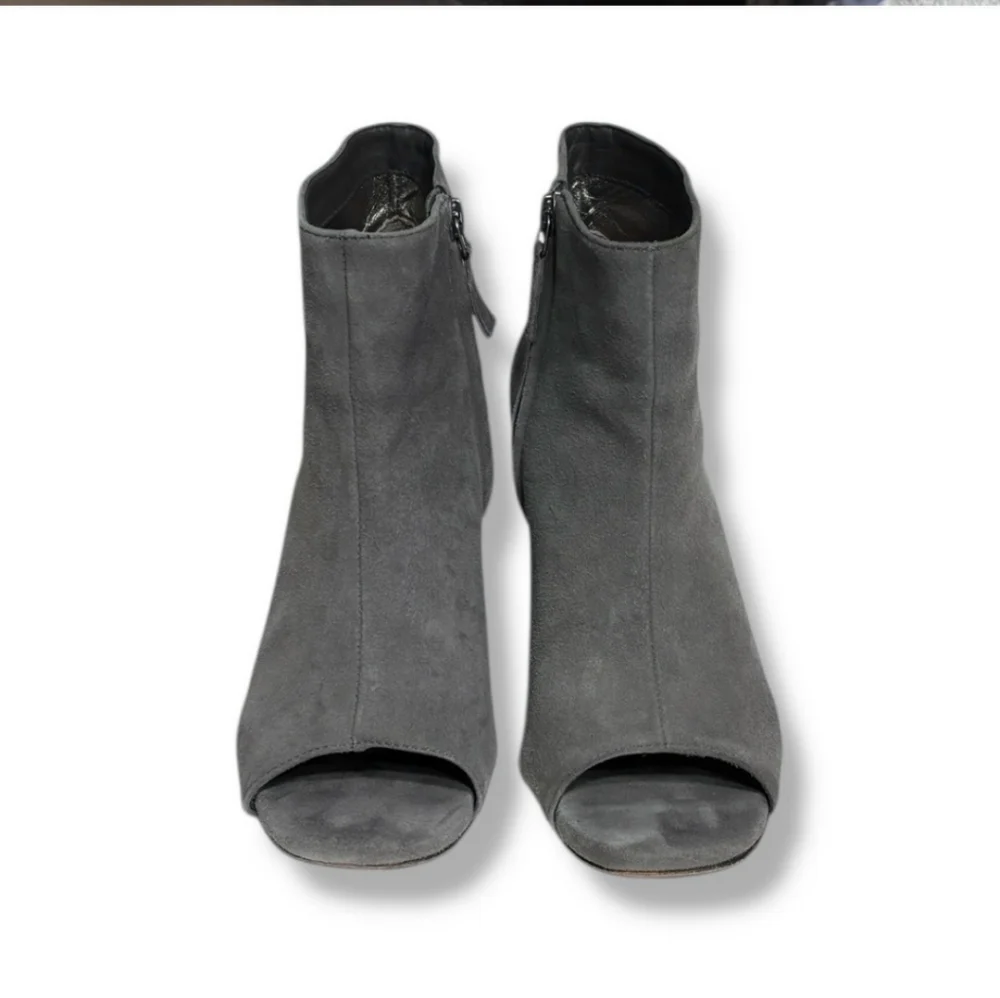 JOHNSTON & MURPHY Grey Suede Peep Toe Lizzie Booties